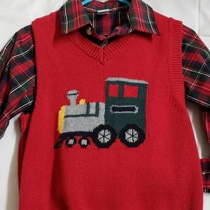Plaid red and green toddler outfit